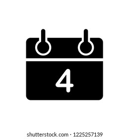 Simple black calendar icon with 4 July date on white.