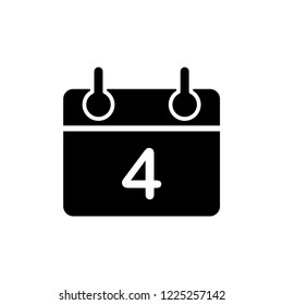 Simple black calendar icon with 4 July date on white.