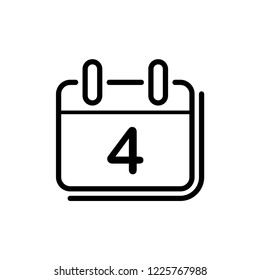 Simple black calendar icon with 4 July date on white.