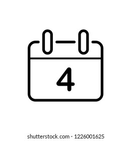 Simple black calendar icon with 4 July date on white.