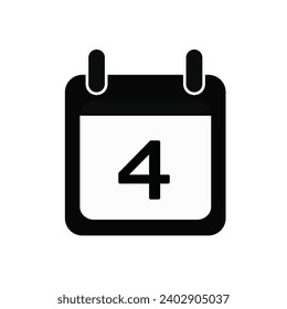 Icono simple de calendario negro con 4 fechas sobre fondo blanco. Ilustración vectorial.