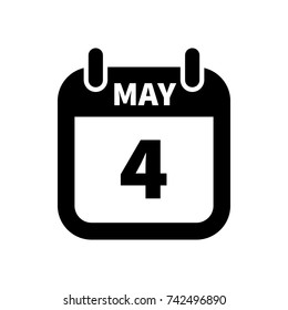 Simple black calendar icon with 4 may date on white