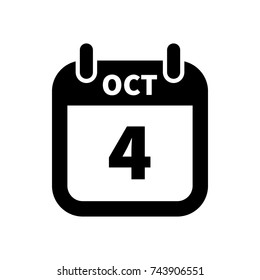 Simple black calendar icon with 4 october date on white