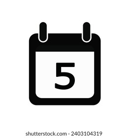 Icono simple de calendario negro con 5 fechas sobre fondo blanco. Ilustración vectorial.