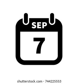 Simple black calendar icon with 7 september date on white
