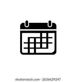 Simple black calendar icon schedule reminder.