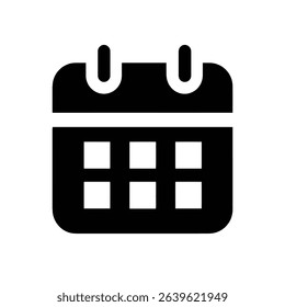 Simple black calendar icon for scheduling and planning