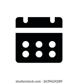 Simple black calendar icon for scheduling apps