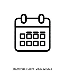 Simple black calendar icon for scheduling and planning
