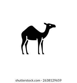 Simple black camel silhouette icon.  Perfect for desert themed designs.