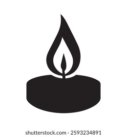 Simple Black Candle Silhouette Icon Clipart Graphic Design Element