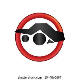 A simple black car logo in a circle with an elegant and luxurious white background