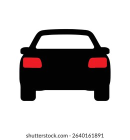 A simple black car with red tail lights on white