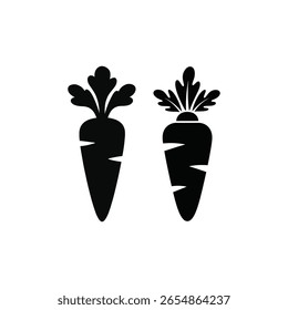 Einfaches schwarzes Karottensymbol;  frische, gesunde Lebensmittel;  Website, Logo, App-Nutzung.