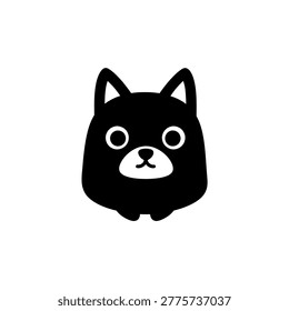 Simple black cartoon dog face
