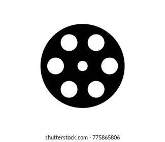 Simple Black Cassette Roll Film Illustration Symbol Vector