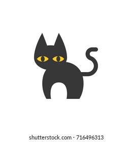 Simple black cat for halloween icon or use as logo