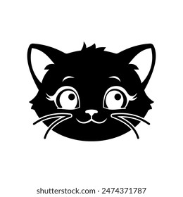 Icono de Vector de cabeza de gato negro simple.