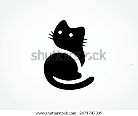 simple black cat silhouette look back logo design template illustration inspiration 