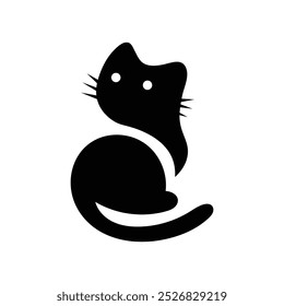 simple black cat silhouette template