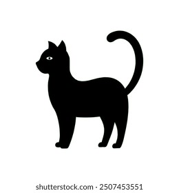 Simple Black Cat Silhouette Vector Illustration for Halloween and Decorative Designs