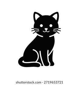 Einfache schwarze Katze Sitzen Symbol Vektorgrafik