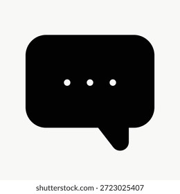 Simple black chat bubble icon with three dots. Chat bubble design for messaging apps. Minimalist chat bubble illustration. Perfect for chat and communication themes. Creative graphic shape vector.