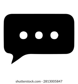 Simple black chat bubble icon representing messaging, conversation, communication, dialogue, or social interaction in digital interfaces.