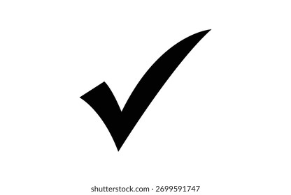 Ilustración simple de marca de verificación negra sobre fondo blanco para el éxito del proyecto