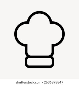 Simple black chef hat icon on a white background. Chef hat symbol represents cooking, culinary arts, and chefs. Ideal for food-related designs and kitchen themes. User interface icon vector.