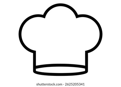 Simple black chef's hat icon for culinary design.