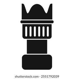 Simple black chess rook piece silhouette icon representing strategy, planning and tactics