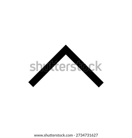 Simple black chevron pointing upwards, representing an 'up' direction or a collapse function in a modern user interface design element.