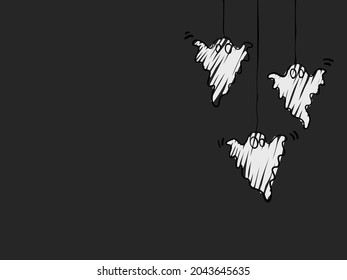 simple línea de dibujo de la mano negra en color anaranjado para fondo, textura, papel pintado, banner, etiqueta, etc. tema del día de halloween con espacio de copia. diseño vectorial.