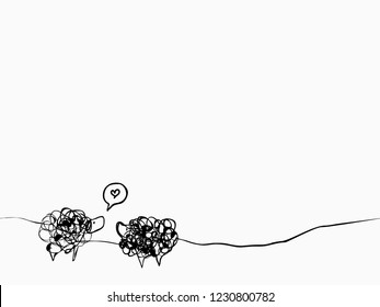 simple black childish hand drawn continuous line art loving sheep seamless pattern for background, wallpaper, banner, label etc. vector design.