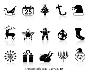 simple black christmas icons set
