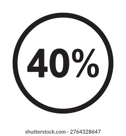 Simple black circle containing the number forty percent in bold text