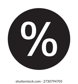 Um círculo preto simples contendo um símbolo de porcentagem branco