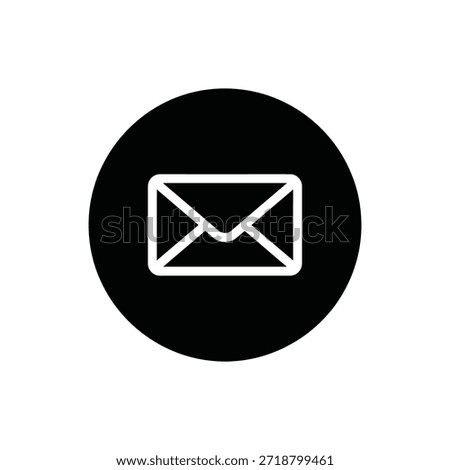 A simple black circle containing a white envelope icon illustration