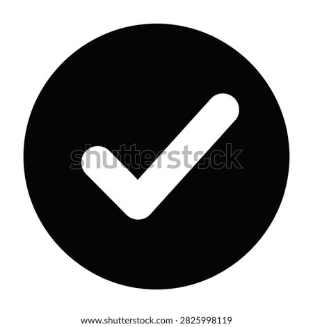 A simple black circle with a white checkmark, conveying a sense of validation and acceptance