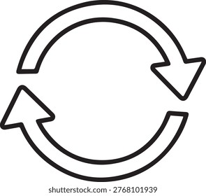 Simple black circular arrows forming a continuous loop in clean flat design style.