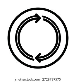 Simple black circular arrows recycling symbol on white background