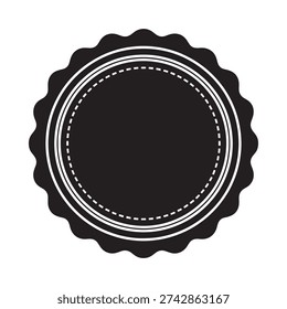 Simple black circular badge with a scalloped edge and inner ring