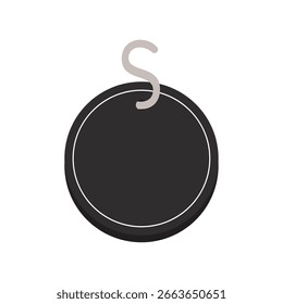 Etiqueta circular negra simple del Precio con el accesorio gris de la cadena para las aplicaciones al por menor y de compras Ilustración vectorial