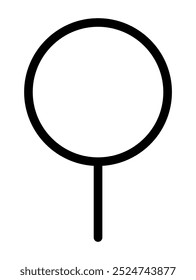 Simple black circular shape connected to a vertical line. Modern, sleek design with clear, bold lines. Ideal for digital media, graphic design, modern art, minimalist decor, logo creation. Clean