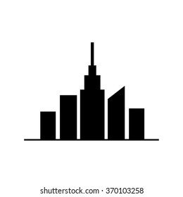 Simple black cityscape silhouette. Panorama city icon