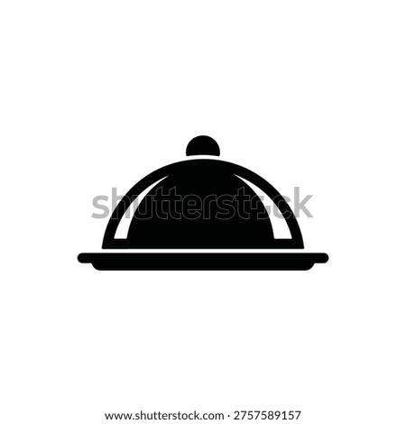 A simple black cloche dish cover icon on a white background for culinary or restaurant use