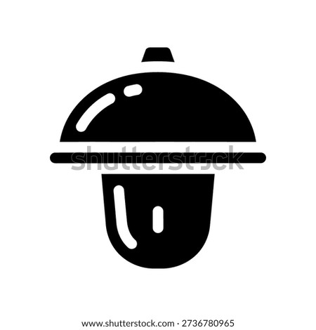 Simple black cloche or serving dish icon on white background, symbolizing fine dining or culinary service.