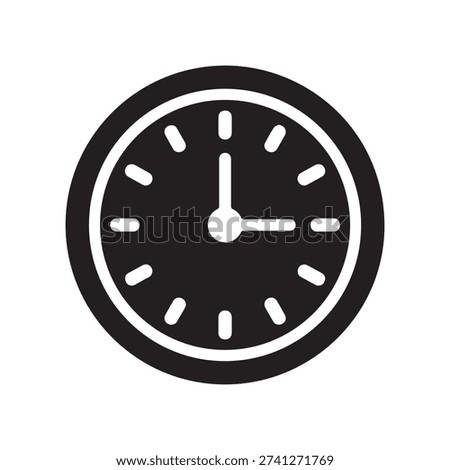 Simple black clock face with white hour and minute hands
