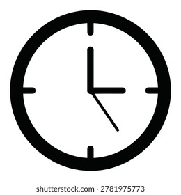 Simple black clock icon showing the time as five oclock on a minimalist dial Vector
